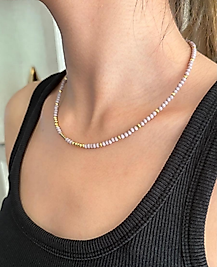 Mor Kristal Boncuk Kolye