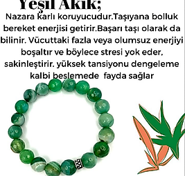 Yeşil Akik Taşlı Bileklik