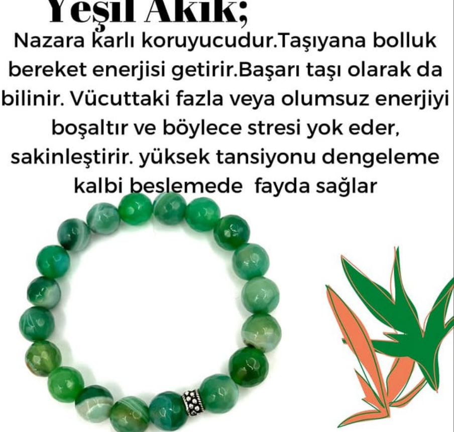 Yeşil Akik Taşlı Bileklik