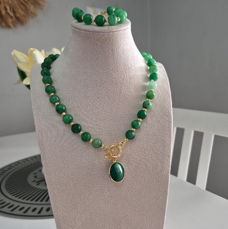 Akik Taşı Kolye Bileklik Seti