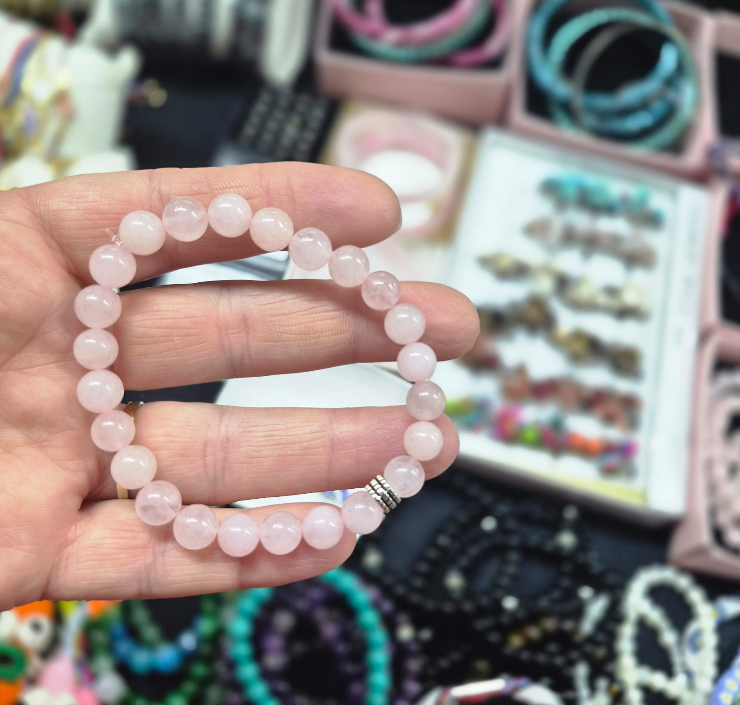 Pembe Kuvars Taşı Bileklik